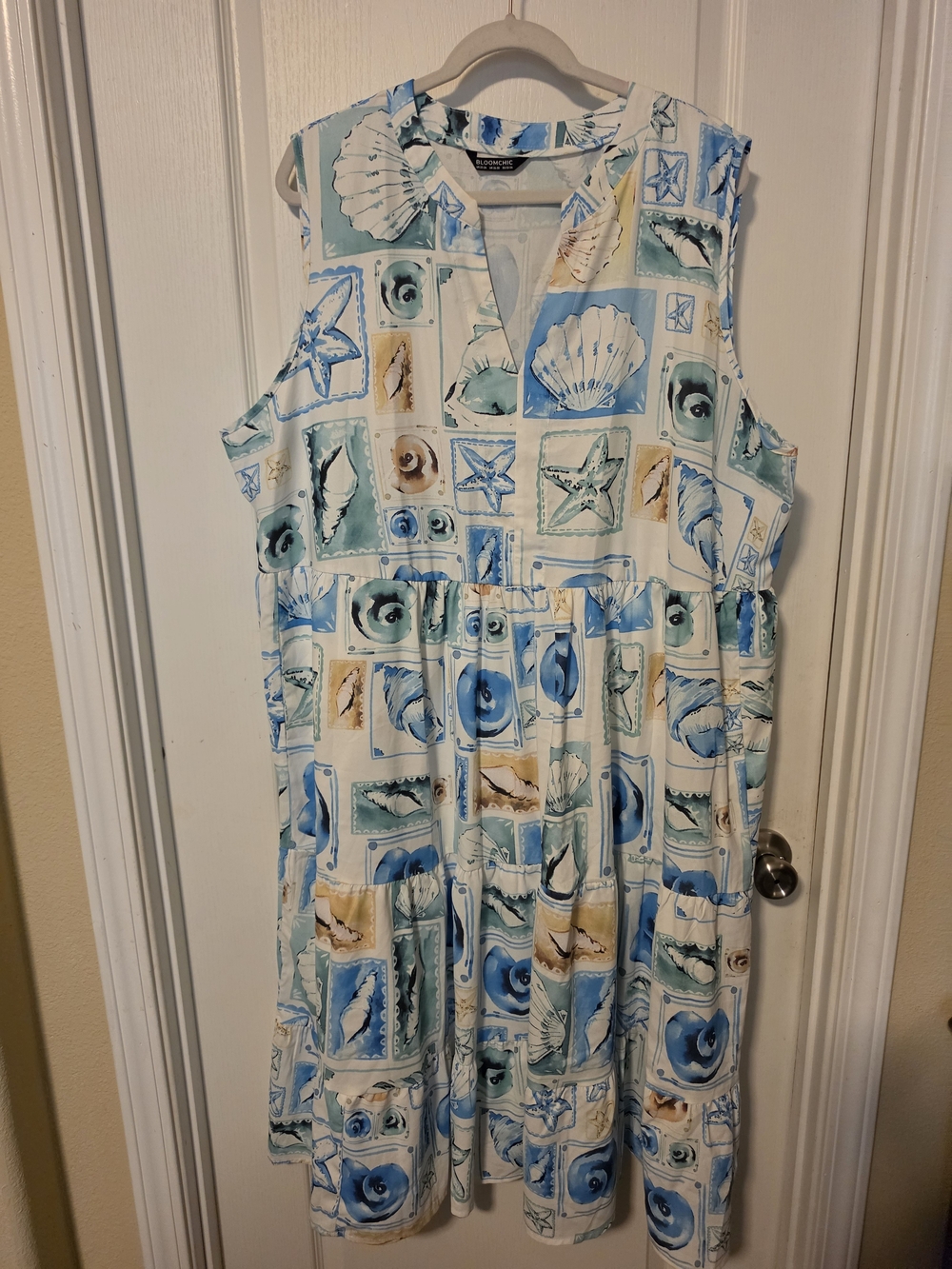 BloomChic Blue and Aqua Seashell-Print Sundress